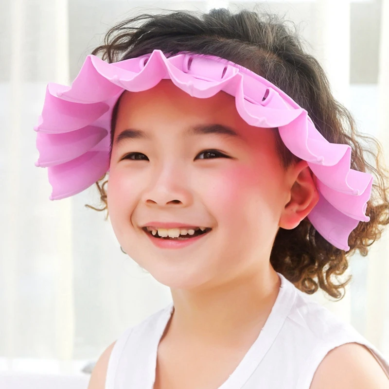 4 pezzi Cuffia per doccia per bambini Cappello da bagno per bambini in silicone Cuffia per doccia per bambini regolabile Cuffia per visiera di protezione morbida per neonati