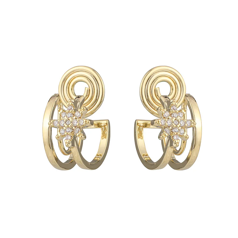 Simple Six-pointed Star One-piece Earrings Female Small Star Earrings Mosquito Coil Ear Clip For Women Clip On Earrings Gift