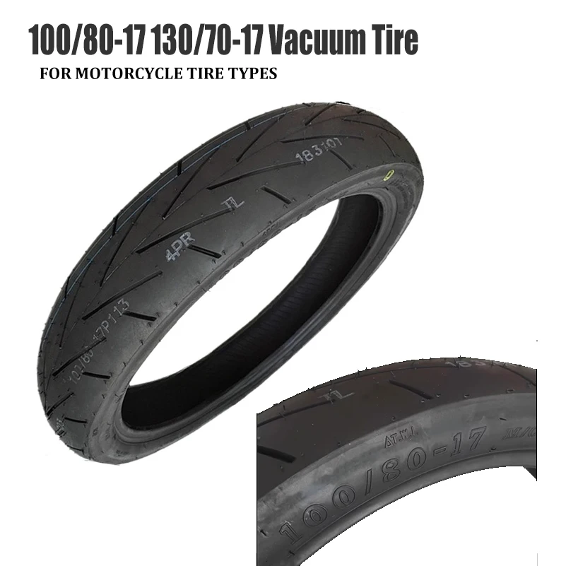 Motorcycle Tire Front 100/80-17 Rear 130/70-17 For Electric Vehicle  Scooter  Vacuum  Parts