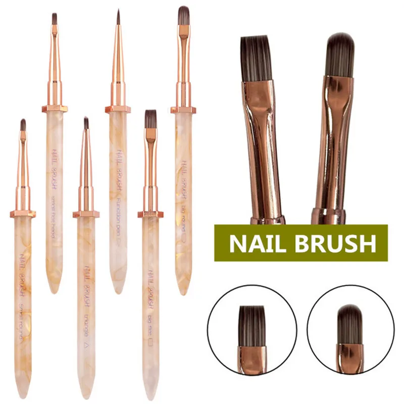 Brosse à ongles en Nylon, brosse triangulaire pour peinture des ongles, brosse pour poudre de Gel UV acrylique, 1/6 pièces