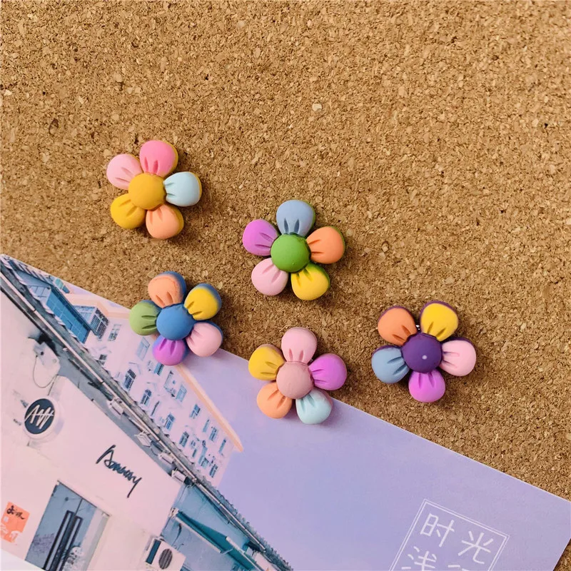 1set Colored Flowers Push Pins for Cork Board Cute Thumbtack Boards Decorative Plastic Tacks Pins Cute Photo Wall Pin Office