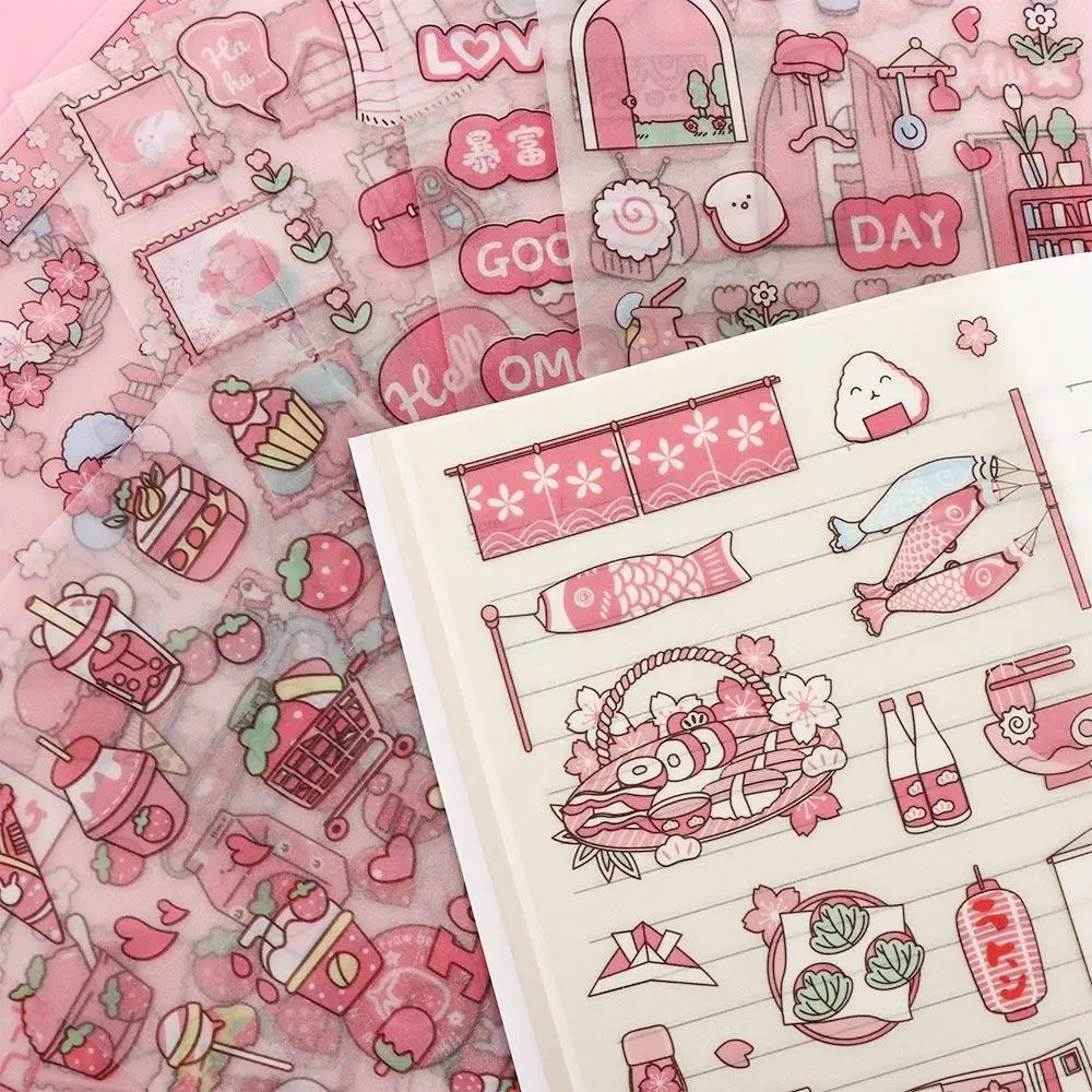 Sticker Frosted Sticker Cartoon Hand Account Sticker Pink Flash Point Sticker Diary Stickers Decorative Sticker Anime Stickers