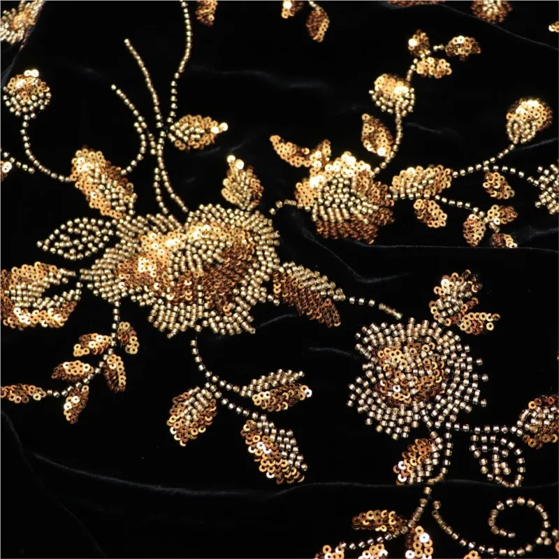 

Three-dimensional beaded tube sequin embroidery style wedding dress evening gown women's clothing fabric silk