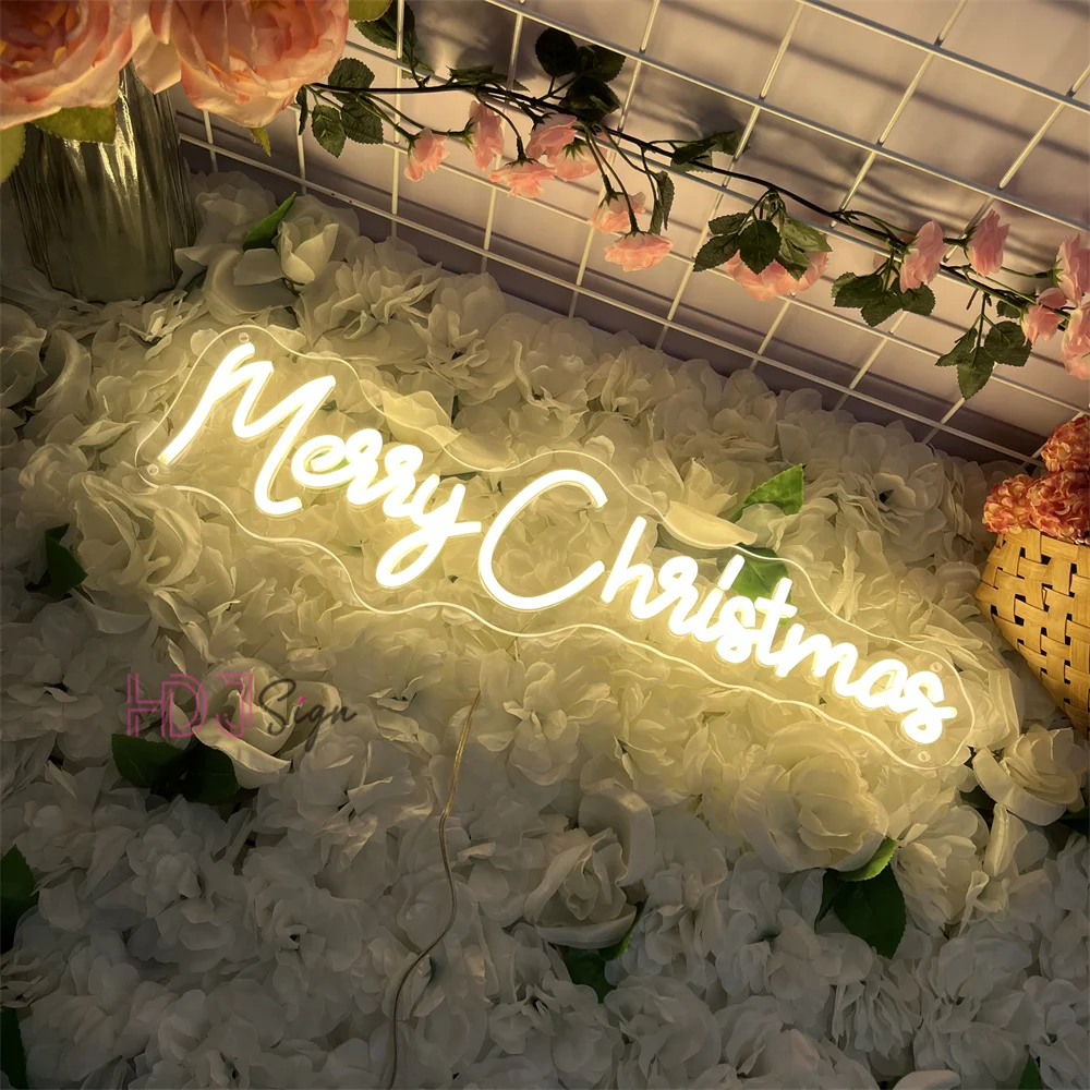 Merry Christmas Neon Signs For Room Wall Decor Christmas Led Light Signs For Home Bedroom Christmas Party Bar Dimmable Lights