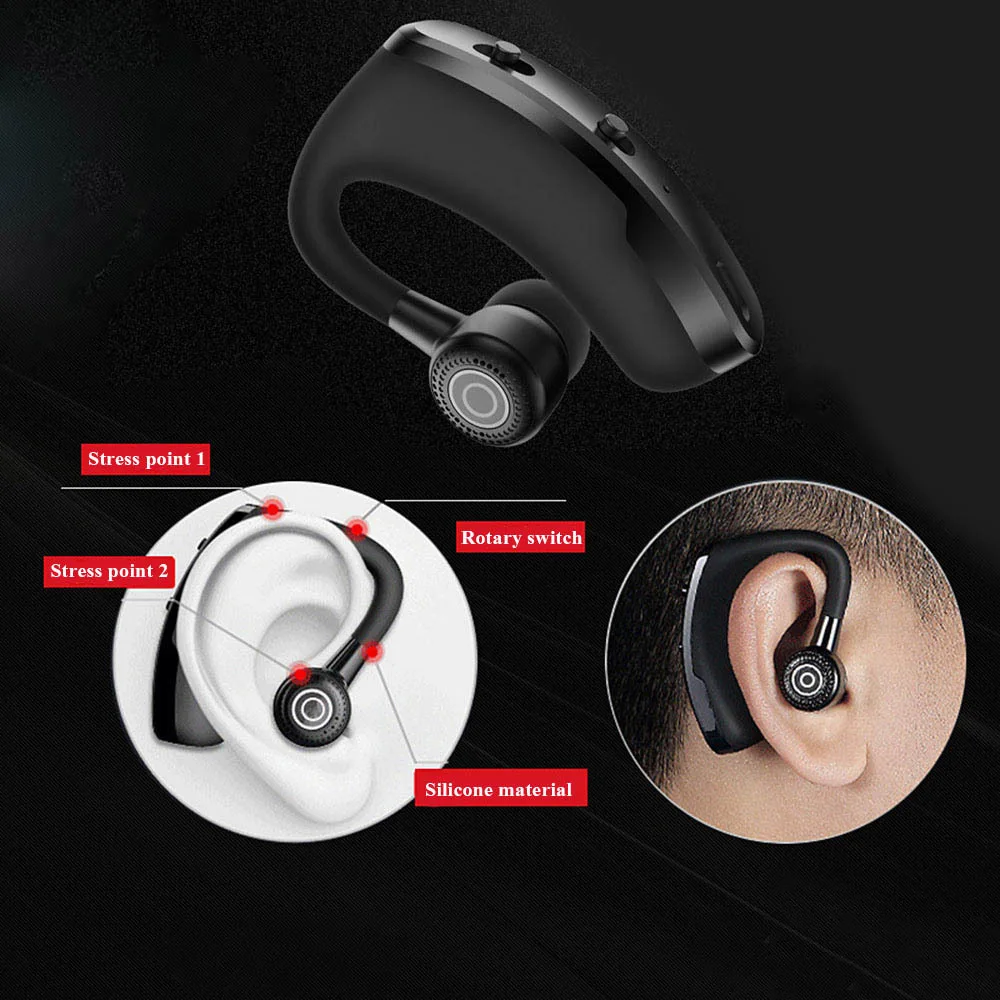 VAORLO V9 Bluetooth Thể Thao Lái Xe Ô Tô Không Dây Tai Nghe Có Mic HD Gọi Điện Thoại Rảnh Tay Stereo Muics Kinh Doanh Tai Nghe V8