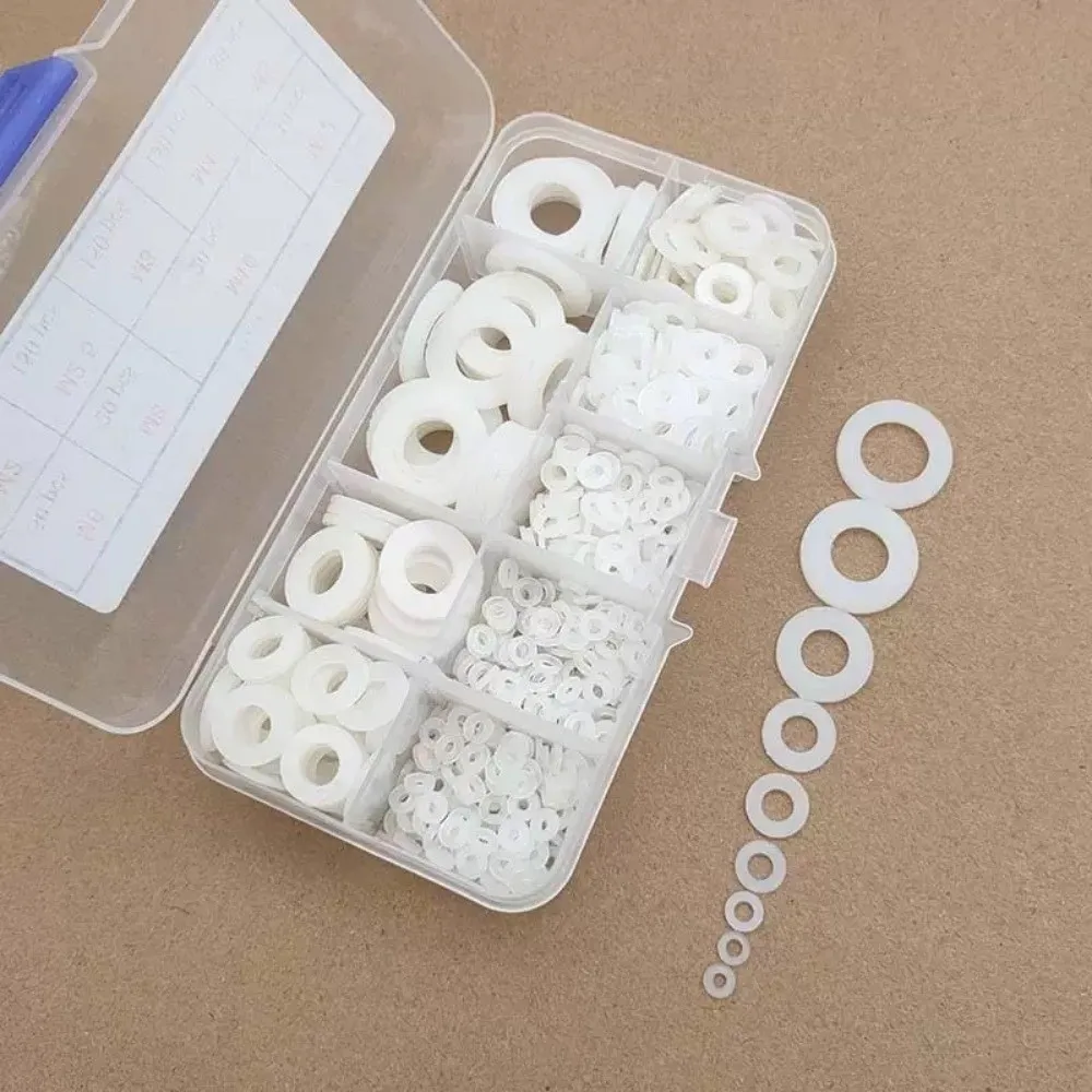 210/350/500pcs Black White Nylon Washers M2-M10 Corrosion-Resistant Gasket Ring Kit Multi-Size Insulation Seals Spacers
