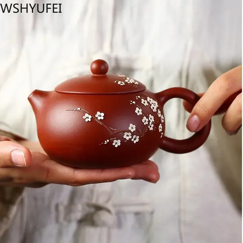 Chinese Yixing Teapot Pure Handmade Plum Blossom Xi Shi Pot Purple Clay Tea Set Kettle 188 Ball Hole Filter 240ml