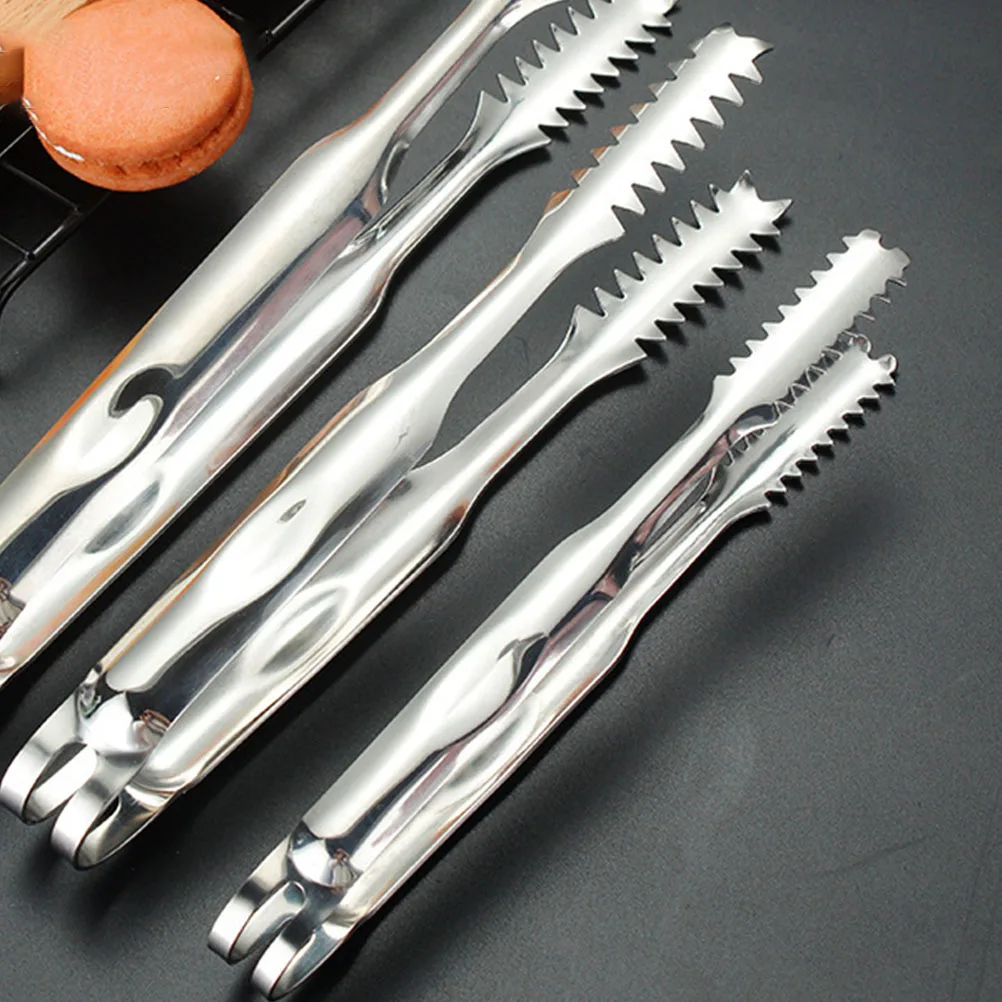 

2Pcs Ice Cube Clip Stainless Steel Kitchen Tong Portable Food Serving Clip Bbq Tool Multi-Function Bread Clamp for Home Picnic