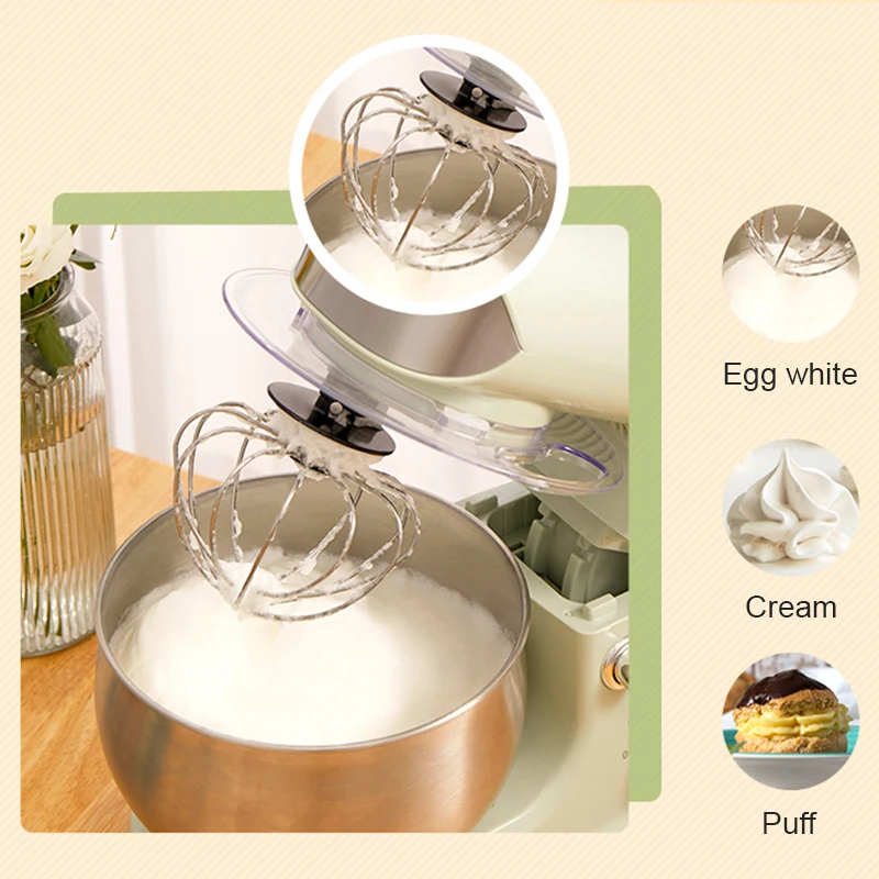 JIQI Stainless Steel Electric Chef Stand Food Mixer Automatic Whisk Eggs Beater Cream Blender Cake Bread Dough Kneading Machine