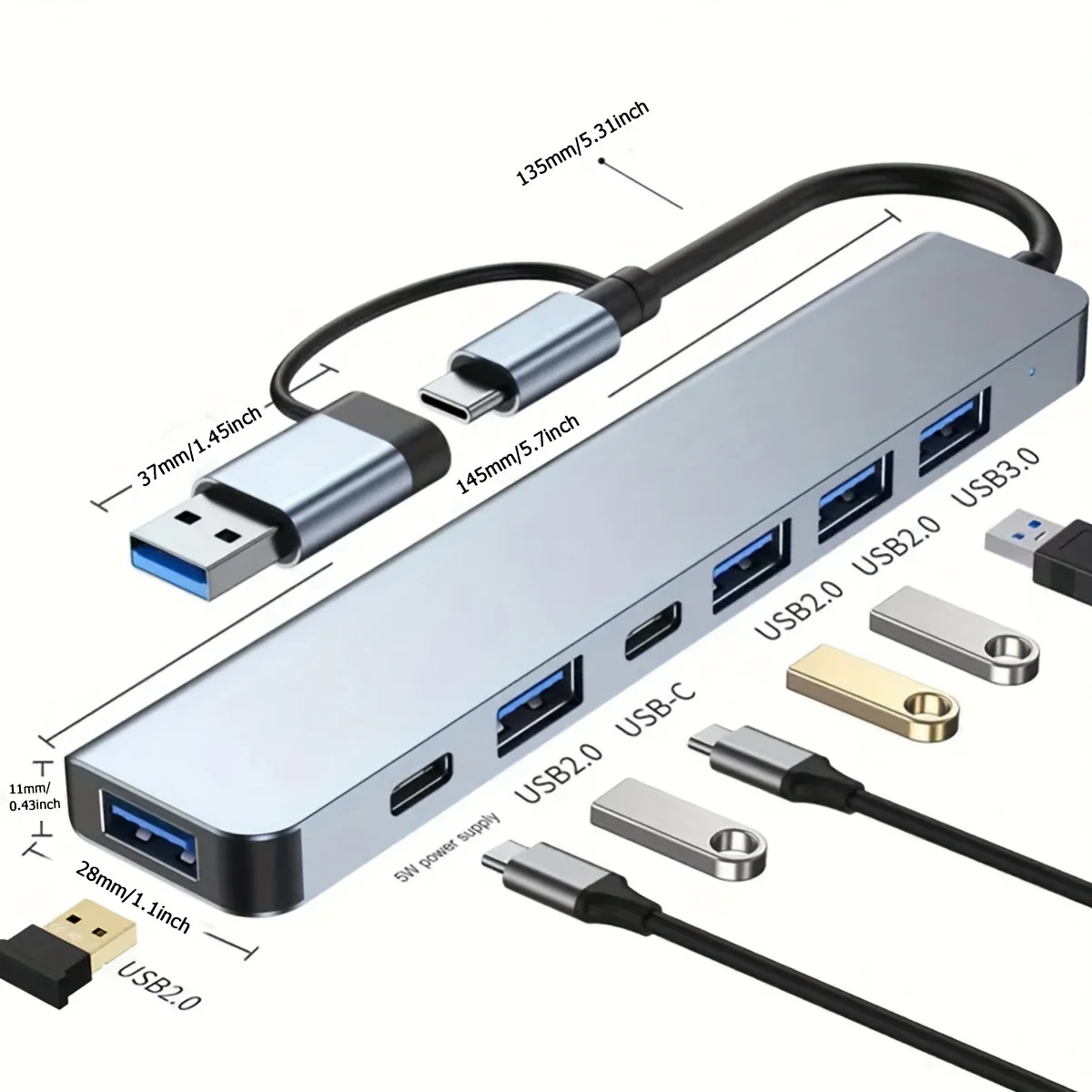 Type C HUB High Speed USB 3.0 HUB Distribution Card Reader RJ45 PD 87W Multi-Port for Macbook Computer Accessories