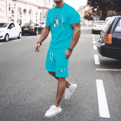 2024 Summer New Men's Fitness Fashion Set Men's Leisure Basketball Sportswear Set Quick drying Sportswear Short sleeved T-shirt+