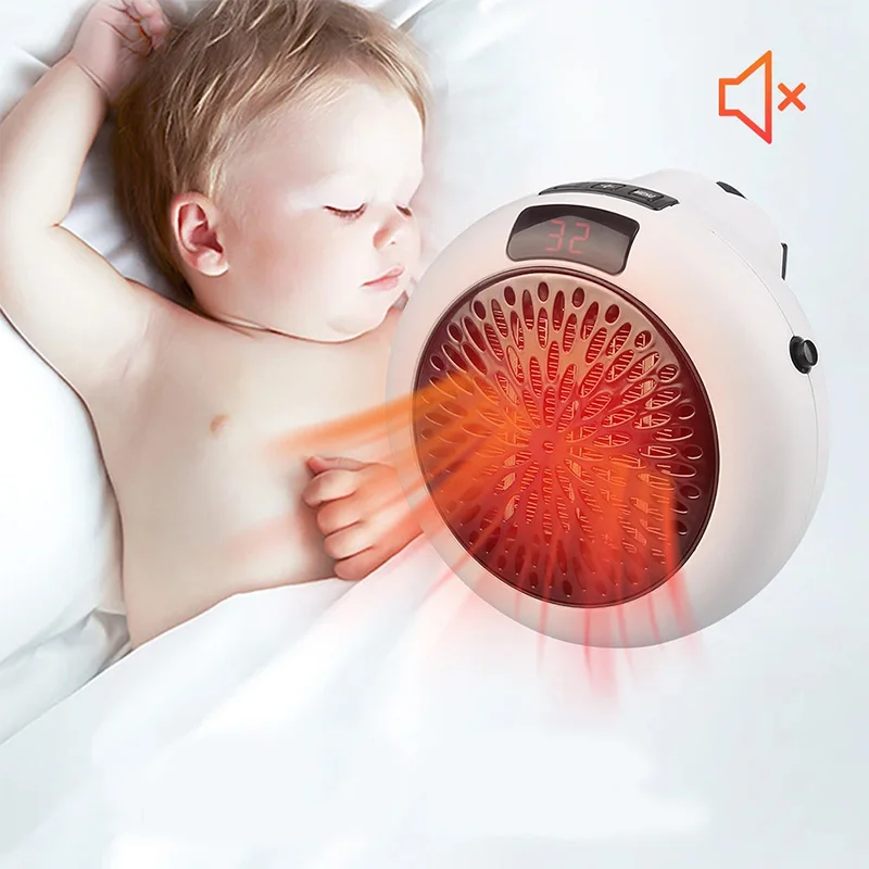 

Electric Portable Heater Mini Wall Mount Home Office Desktop Warm Air Heater Fan Silent Remote Fast Thermostat