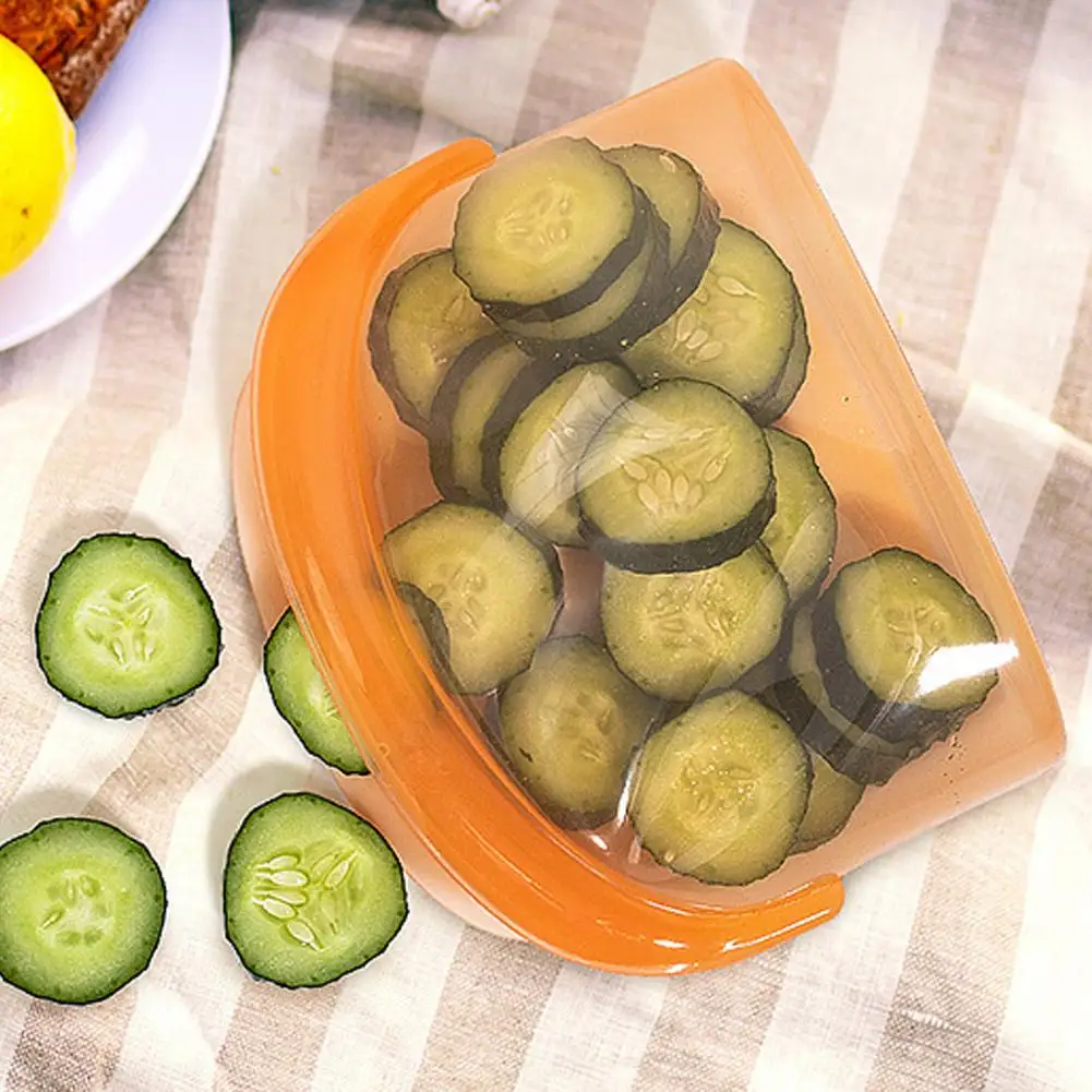 Leak-proof Silicone Containers Airtight Storage Bags Silicone -keeping Bags with Pinch Lock Closure Food-safe for Dishwasher