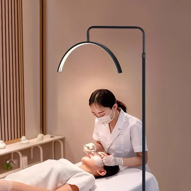 28 Inch Iron Modern LED Beauty Light 320 Beads Dimmable 3 Color Temperature Floor Lamp for Lash/Nail/Tattoo