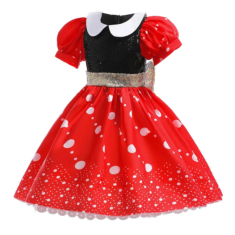 Little Girl Mickey And Minnie Cosplay Dress Kids Luxury Sequin Mickey Mouse Dress Up Costume Halloween Fantasy Anime Outfits