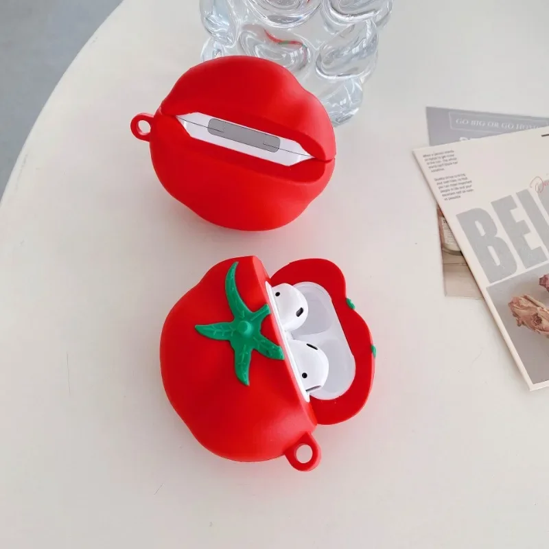Tomato - حافظة سماعة رأس من السيليكون تحت عنوان، متوافقة مع AirPods 4، AirPods Pro 2/3 ونماذج جديدة من Apple Wireless Bluetooth