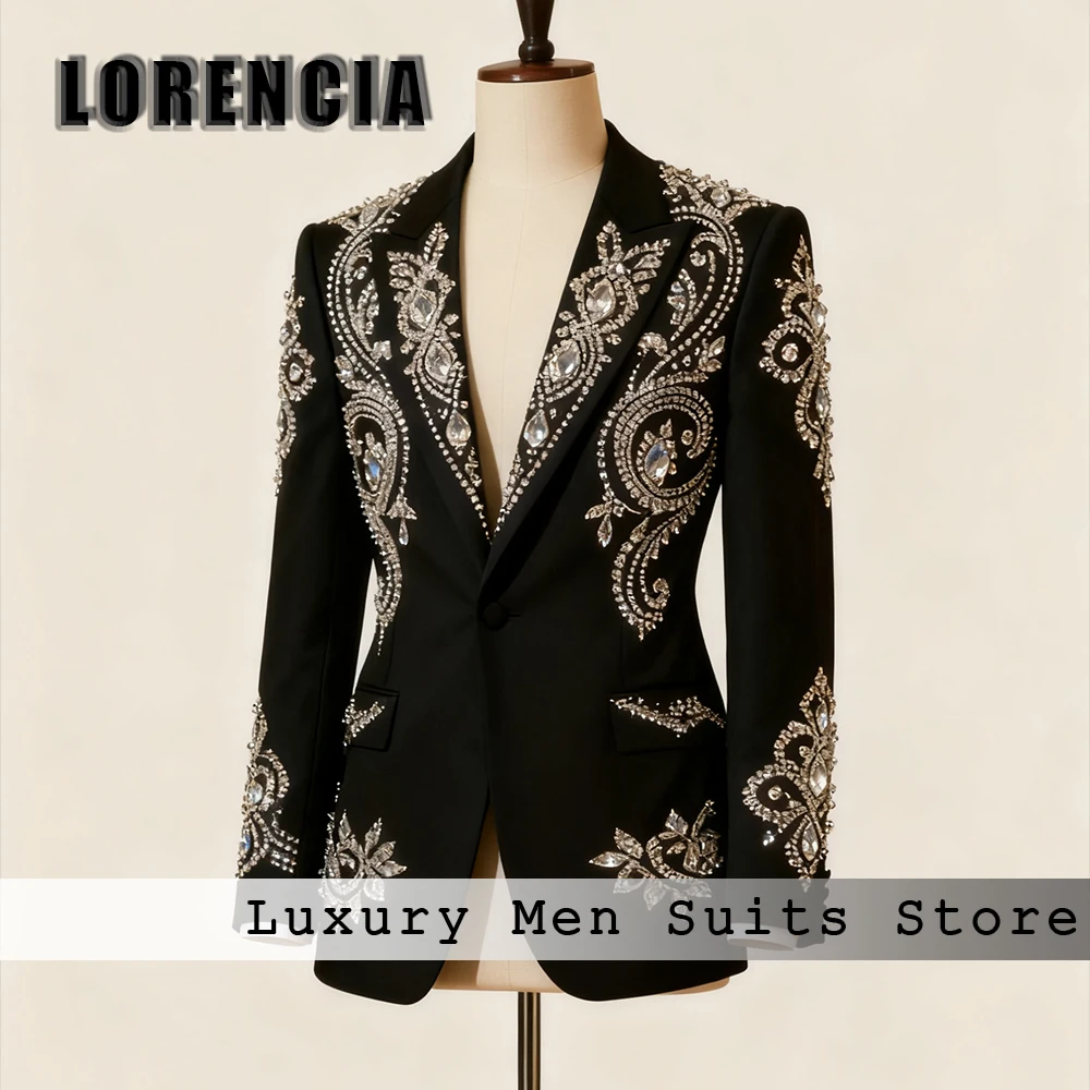 

Элегантные мужские костюмы с бриллиантами, комплект из 2 предметов, двубортные смокинги, наряды для свадебной вечеринки, 2025 г., блейзер на заказ, брюки disfraz hombre