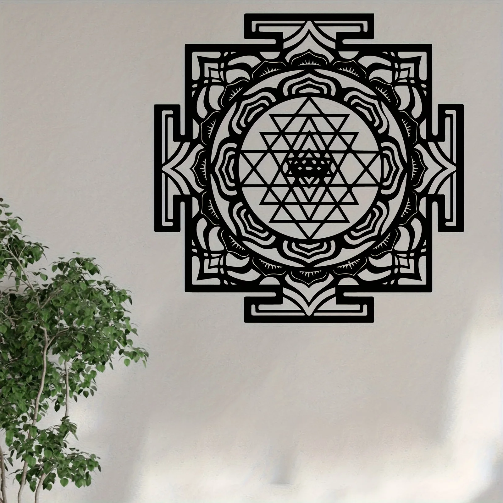 Shri Yantra Iron Wall Art Spiritual Rustproof Indoor Outdoor Meditation Home Garden Fence Hanging Decor