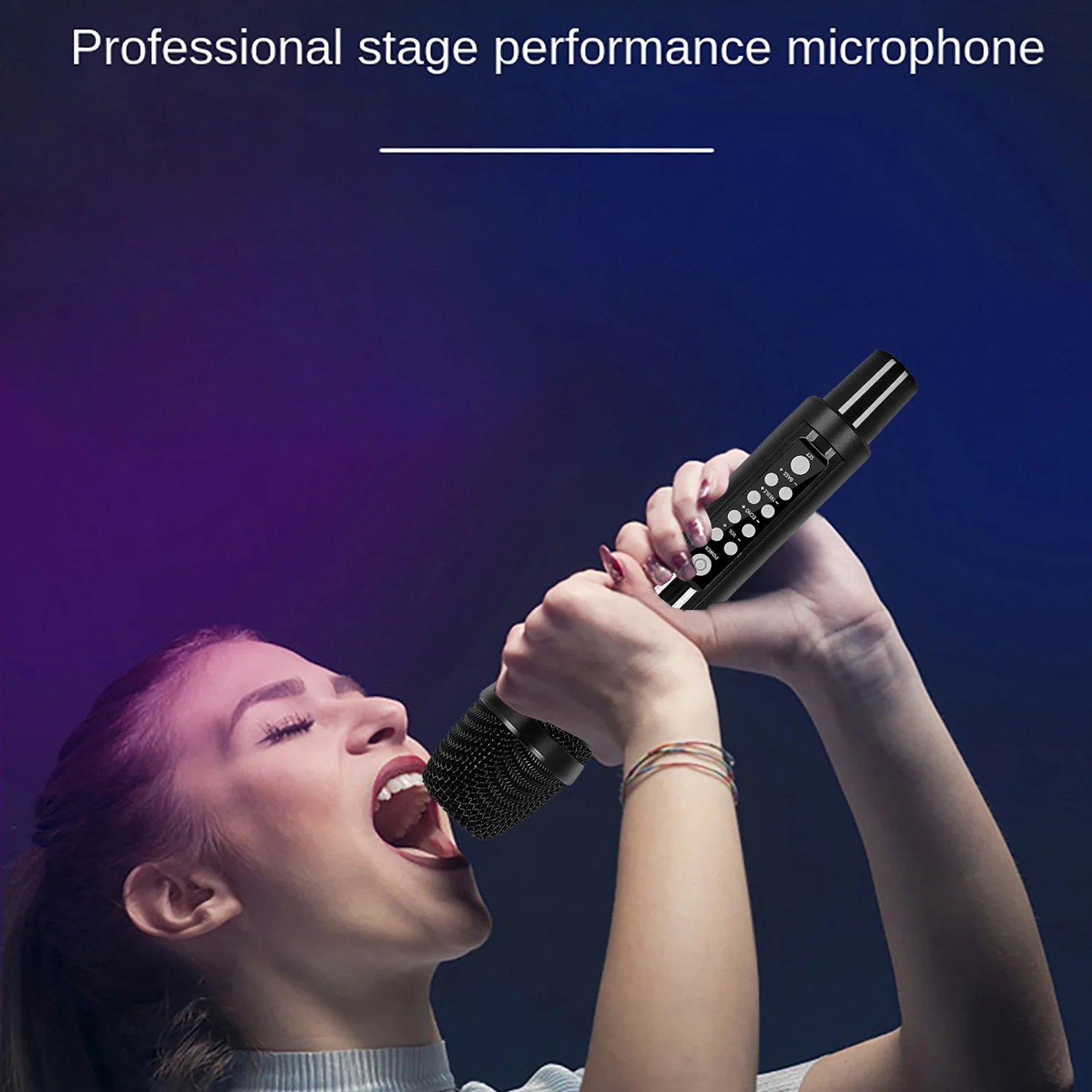 GAW-015 New Ultra-High Frequency Karaoke Wireless Microphone with FM Reverb, High and Low Pitch Adjustment, Universal Microphone