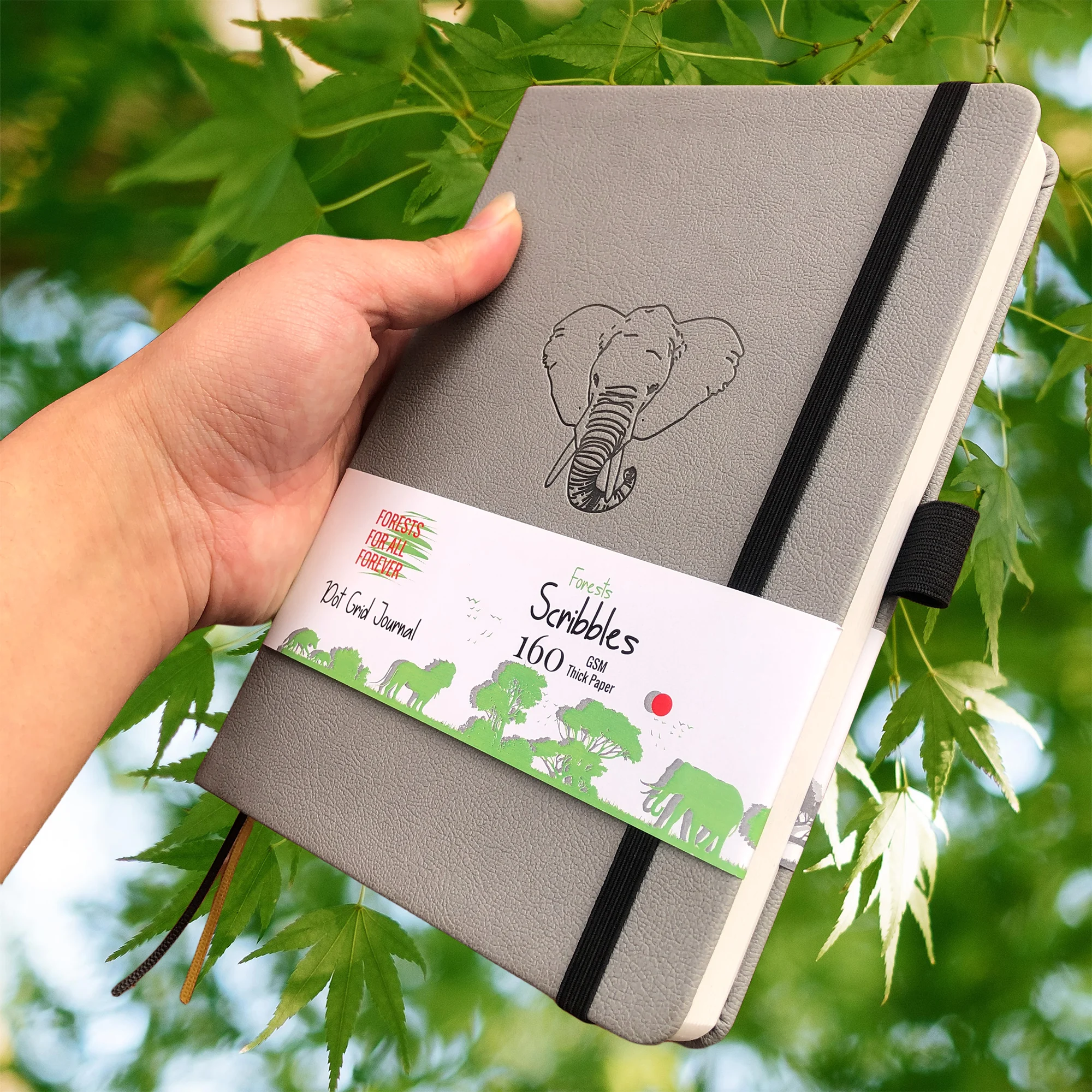 BUKE Elephant Dotted Journal, 160 g/m2 dickes cremefarbenes Papier-Notizbuch mit Punktraster, 160 Seiten nummeriert, 5 x 5 mm DOT-GRID-Layouts, zusätzlich – Detail 2