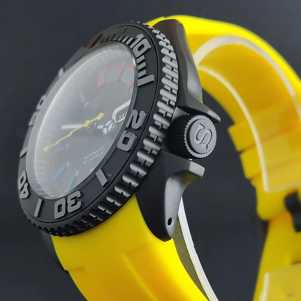 41mm men\'s watch Rainbow dial watch sapphire glass NH36 movement 22mm rubber strap S crown men\'s casual waterproof watch