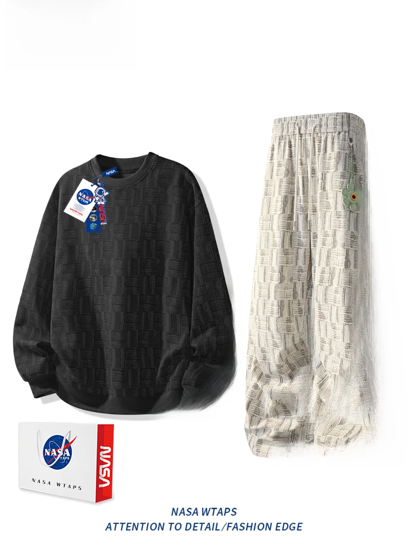 

Новый вязаный свитер WTAPS25 с цветочным узором, комплект для пары, мужской повседневный спортивный костюм с длинными рукавами из полиэфирного волокна, молодежный комплект