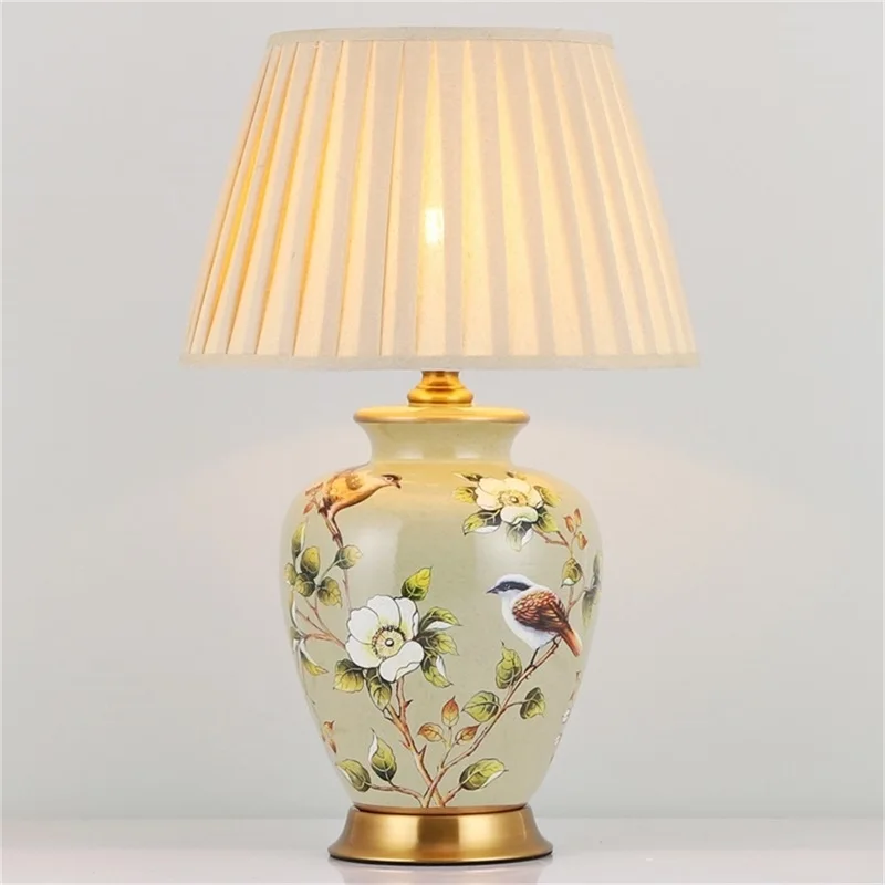 TEMAR Ceramic Table Lamp Desk Light Luxury Modern LED Pattern Design  For Home Bedroom Living Room