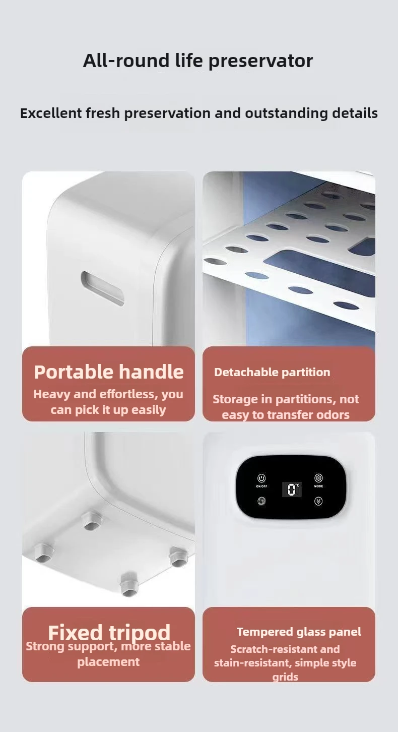 Frigorifero per auto da 10 litri, piccola refrigerazione a doppio scopo, scatola di riscaldamento e raffreddamento per cosmetici singoli con funzione display digitale