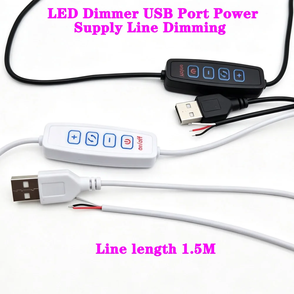DC 5V LED Dimmer 1.5m USB Cable with Switch Dimmable Remote Control 2pin Extension Wire For Single 2 3 Colors CCT LED Light