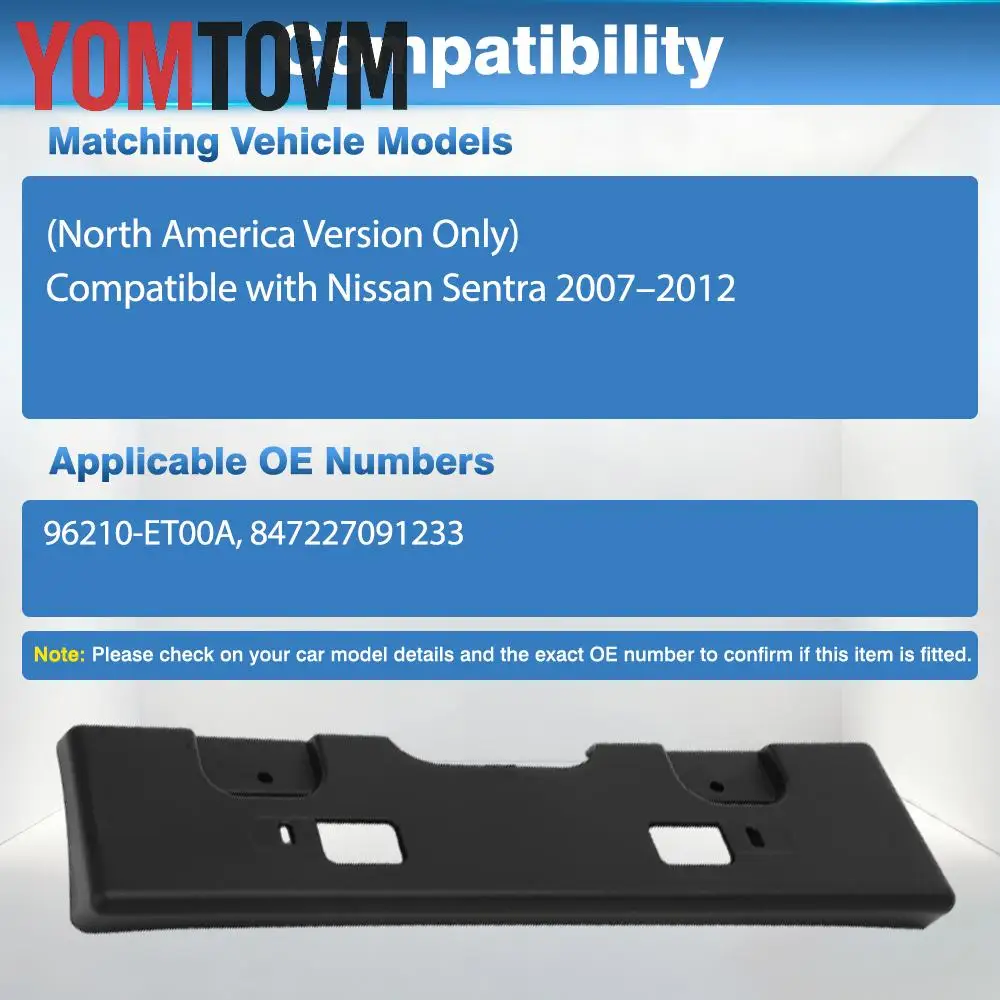847227091233 Front License Plate Tag Bracket For Nissan Sentra 2007 2008 2009 2010 2011 2012