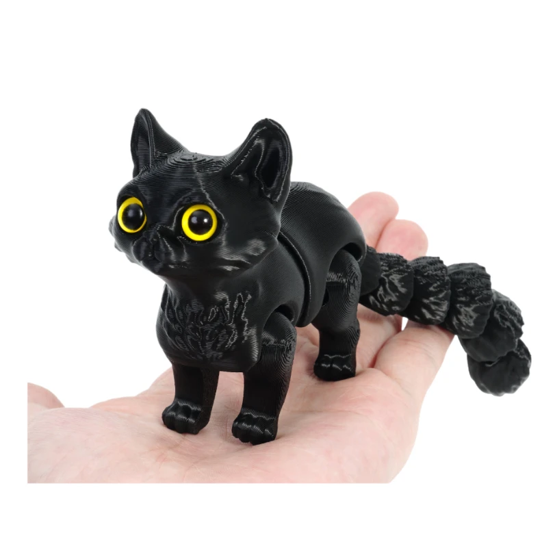 

3D Printed Cute kitten With Movable Tail Joint Children's Gift Toy Model Car Ornament