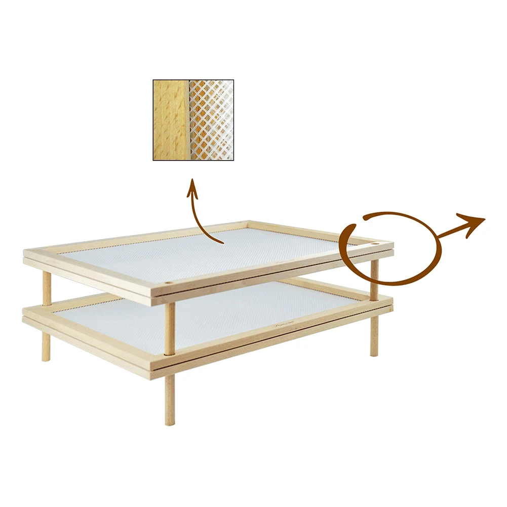 New Stackable Food Dryer with Net Wooden Pasta Herb Drying Racks Multipurpose 2-Tier Food-Dryer Holder