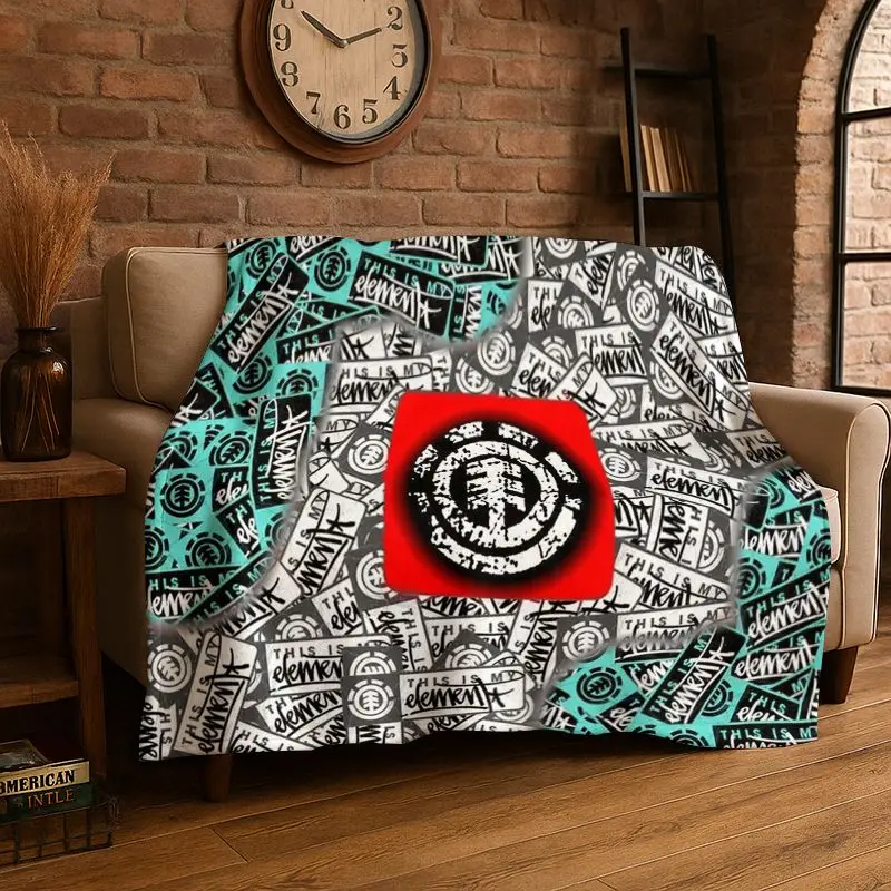 Classic Boardsport Logo E-Element Skateboards Flannel Blanket,Ultra Soft Warm Plush Throw for Home Bedroom Bed Sofa Cover Picnic