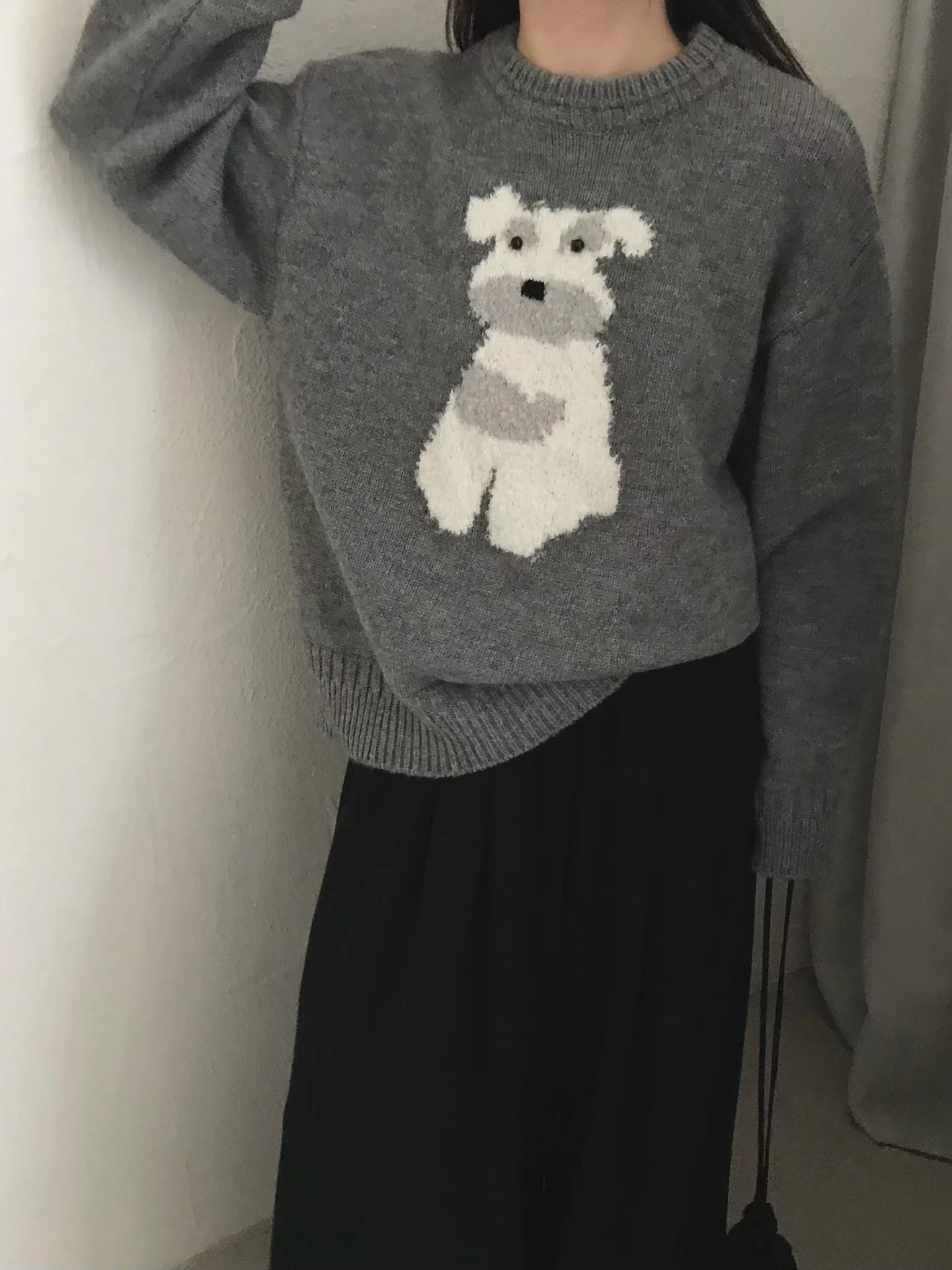 لينة Plu جولة Ne البلوز Fce الكلب طباعة سترة المرأة الخريف الشتاء كسول Sle تخفيض العمر تنوعا محبوك أعلى #2