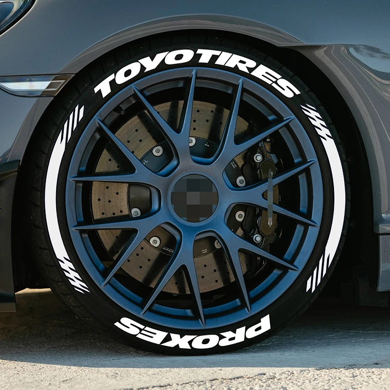 Adesivos de Letras 3D TOYO para 4 Pneus, Decalques de Roda em PVC Impermeáveis em Relevo, Acessórios para Laterais de Carros de Corrida