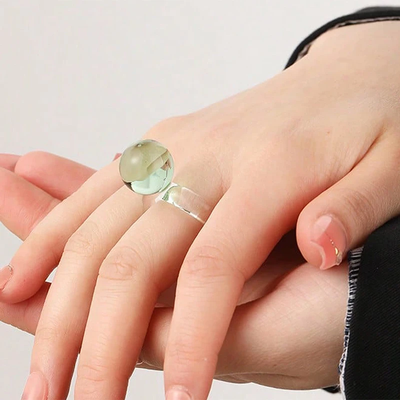 

Модные корейские кольца из органического стекла в форме желейного шарика, с полым дизайном, для пар