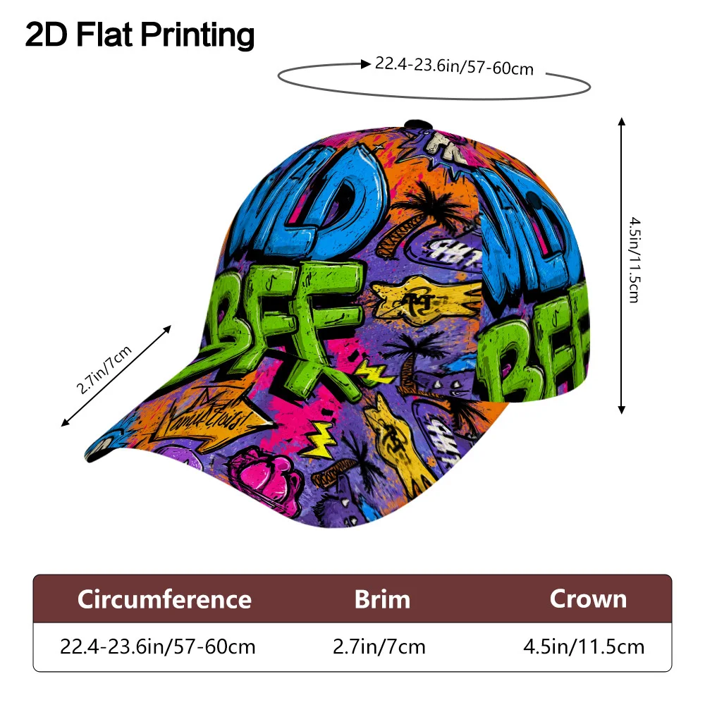 This Unisex Baseball Cap Features a Colorful Urban Art Design And Is Made from Polyester It'S Ideal for Sports And Running