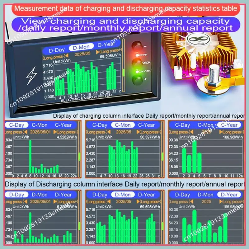 N94R Wifi Tuya Smart Digital DC0-420V 600A/420V Lithium-Batterie Kapazität Erkennung Tester Spannung Coulomb Meter DC display