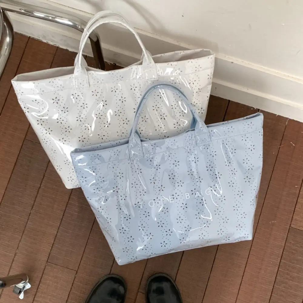 

Waterproof Transparent Jelly Bag Letter Print Flower PVC Tote Bag Hollow Out Large Capacity Letter Prints Handbags Fitness Bag
