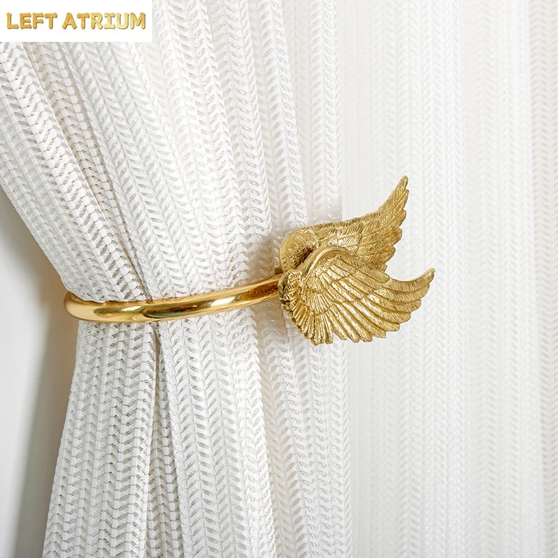 Brass Bow Curtain Hook Wing Curtain Holder Wall Shelf Decorative Hooks Storage Rack Organizer Curtains Decoration Accessories