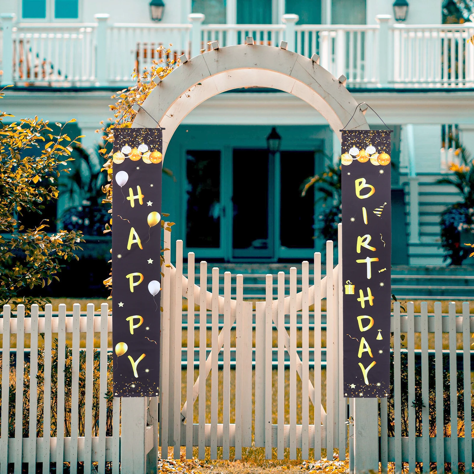 

Birthday Couplet Banner Oxford Cloth Door Hanging Decor Bright Color Words Design Suitable Parties Gatherings Photos Occasions