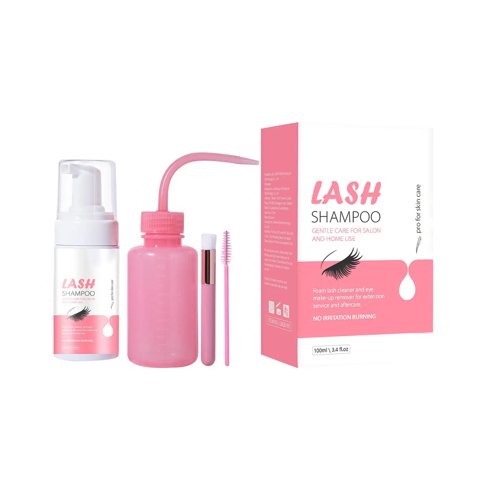 Kit portatile per shampoo per ciglia Bottiglie per pulizia in schiuma naturale da 100 ml per colla per ciglia Uso professionale in salone