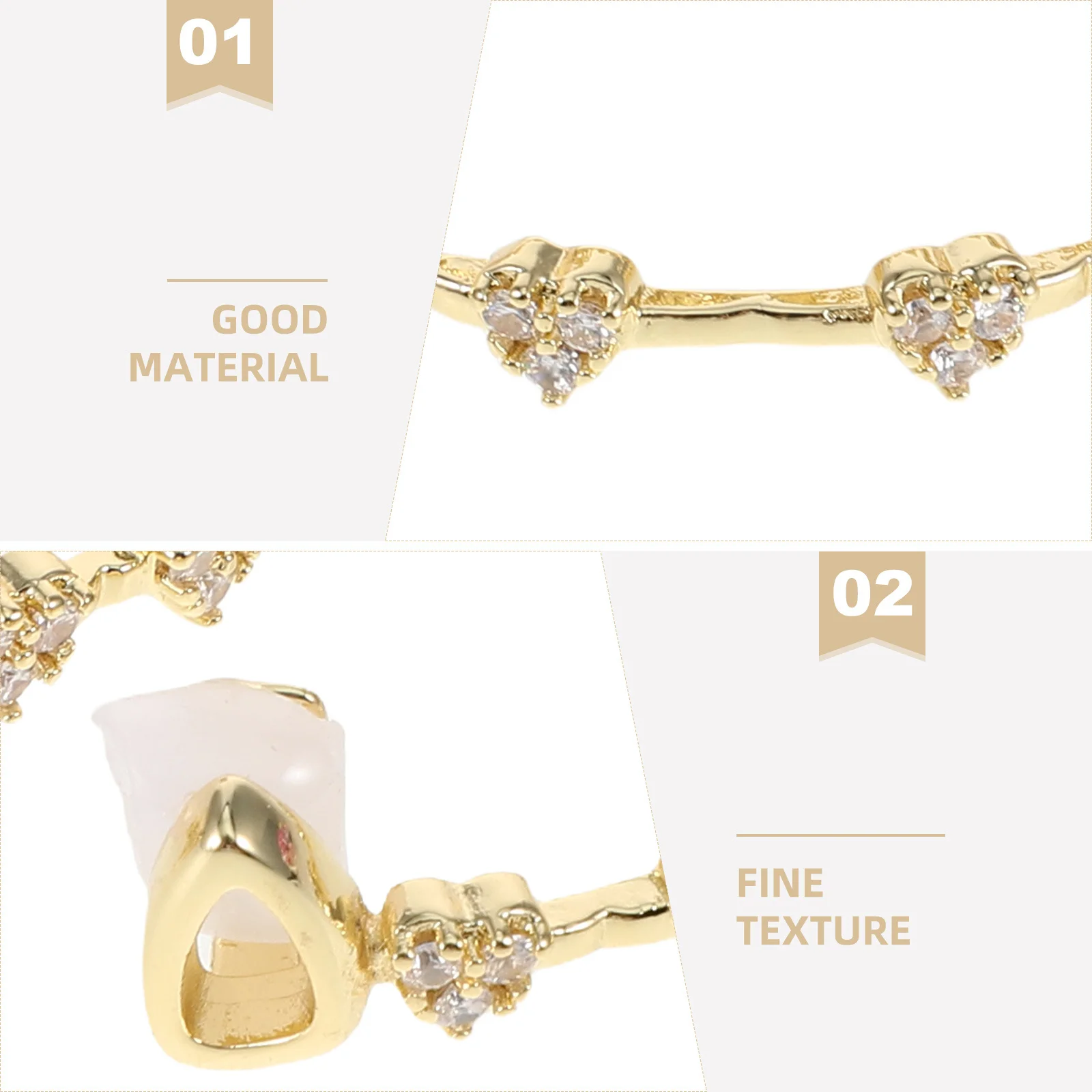 1Set Rhinestone Gold Plated Grill Teeth Fashion Hip Hop Mouth Accessory Party Costume Men Women Trendy Grill Teeth