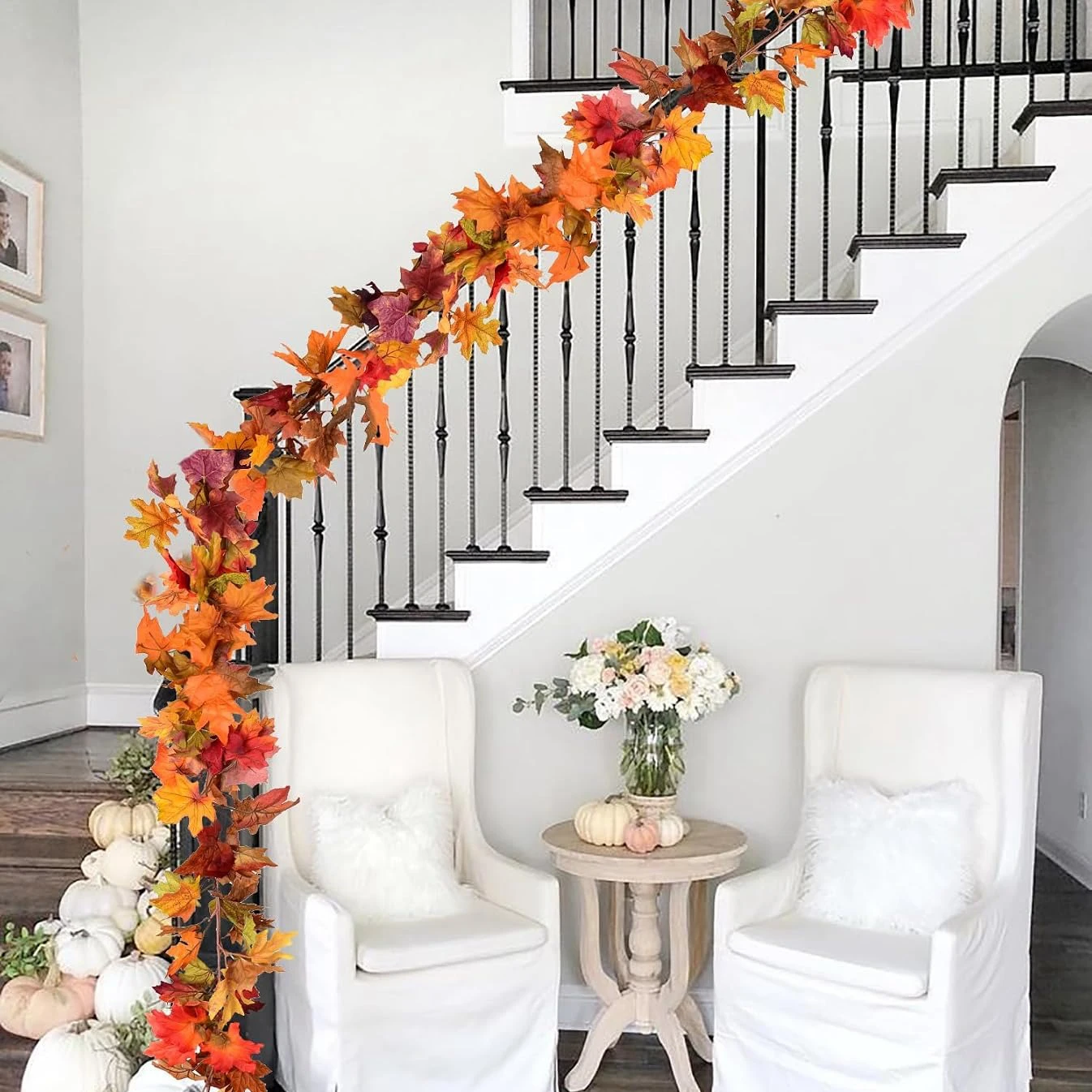 2M Artificial Fall Maple Leaf Garland Fake Plant Autumn Leave Vine for Home Decor Thanksgiving Halloween Festivals Wedding Decor - view 5
