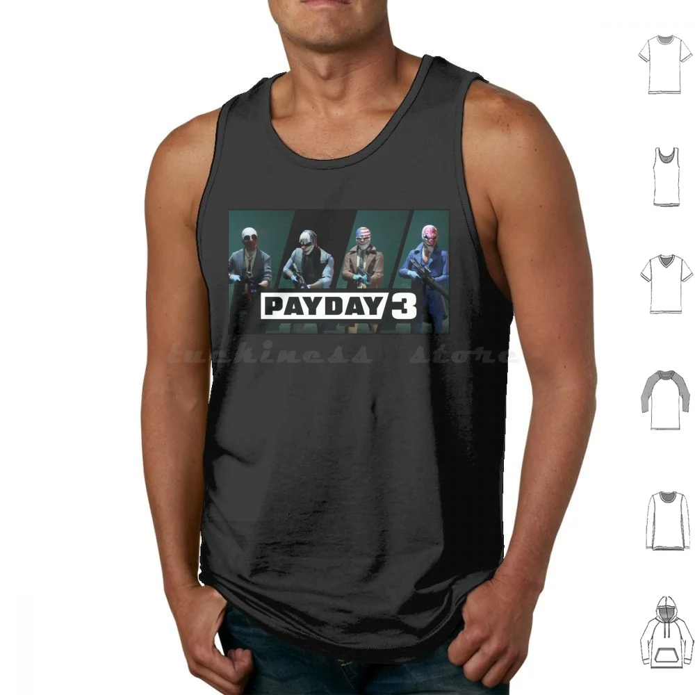 Payday 3 Heisters Tank Tops Vest Sleeveless Payday Logo Payday 3 Custom Design Payday 3 Logo Payday 2 Payday Symbol Payday