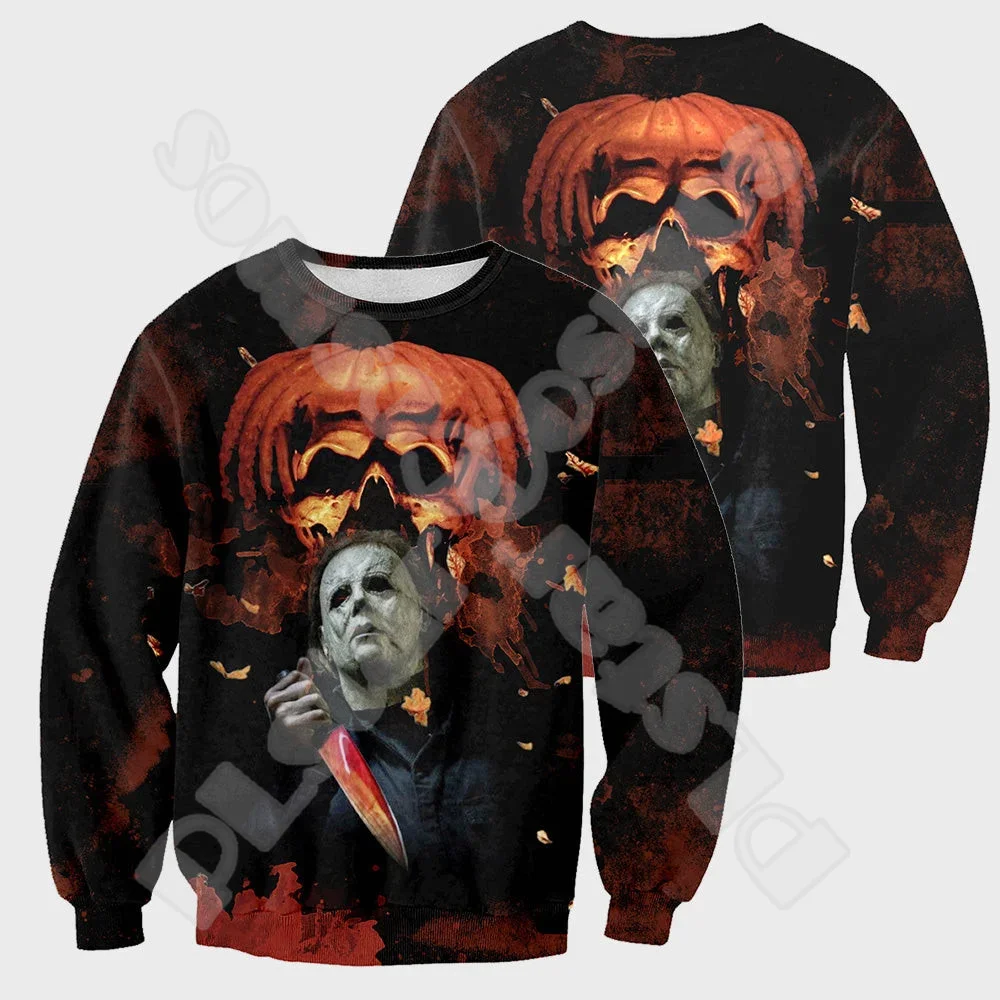 Halloween Cosplay Horror Thriller Movie Michael Myers Retro Vintage 3DPrint Pullover Harajuku Casual Funny Hoodies Jacket V12