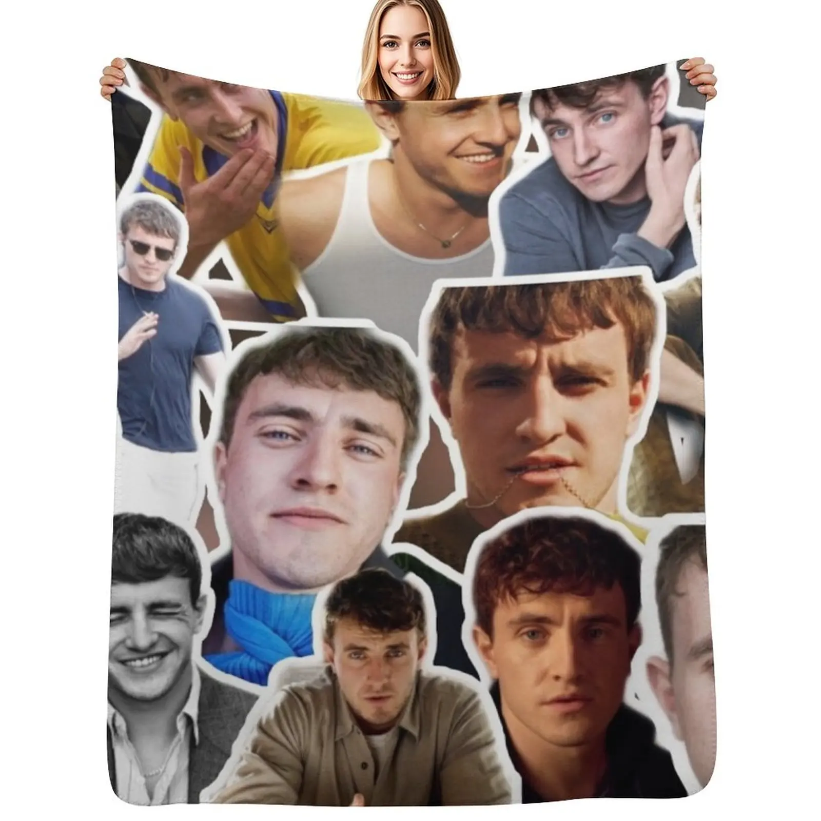 

paul mescal photo collage Throw Blanket Luxury cosplay anime Comforter Luxury Designer Blankets