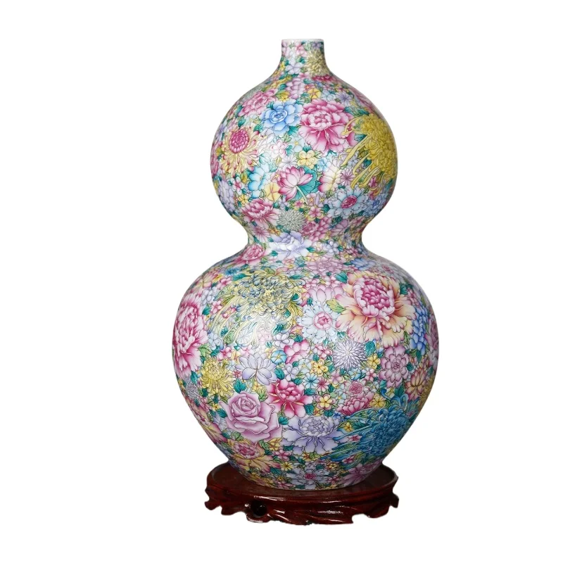 hand-painted ten thousand flower gourd vase   decoration ornament housewarming high-end gifts