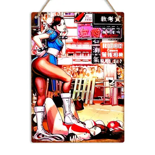 Chun Li Retro Gaming Metal Wall Sign Plaque Arcade Art Gamer Gift