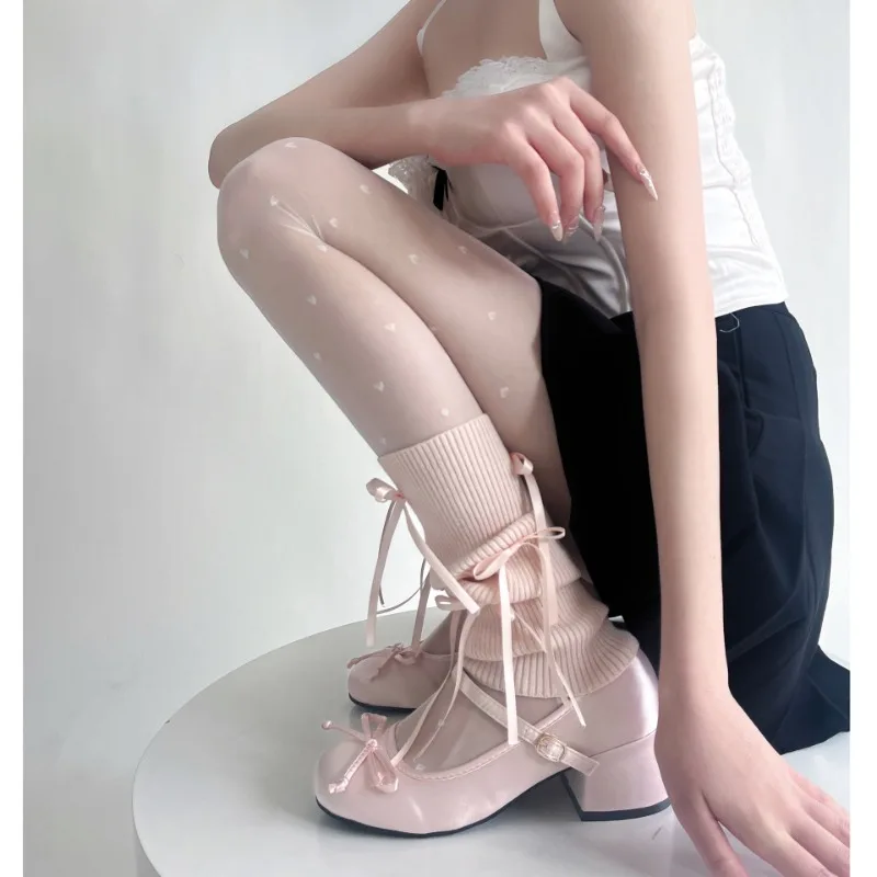 Spring Fall Candy Color Leg Warmers Korean Ballet Sweet Bowknot Ruffle Boot Cuffs Pastel Pink Blue Footless Tights for Girls